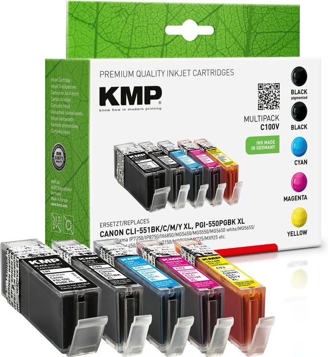 KMP C100V Multipack compatible avec Canon PGI-550/CLI-551 XL (M, CF, C, Y)