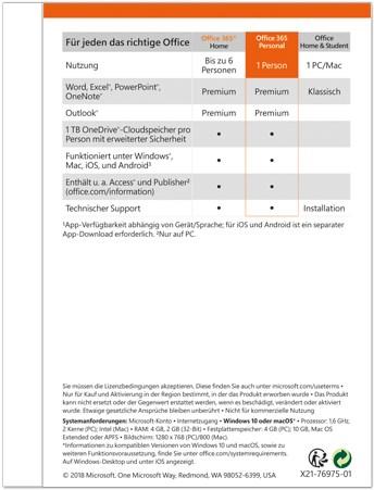 Produktbild Microsoft Office 365 Personal (1 User, 12 Monate)