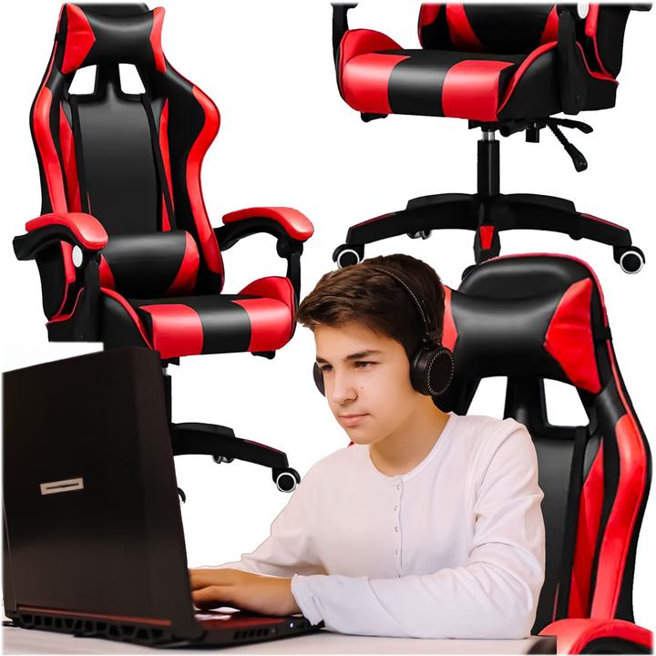 Image du produit Extralink Jeux | Chaise de jeu | Bureau rotatif seau noir et rouge G-522