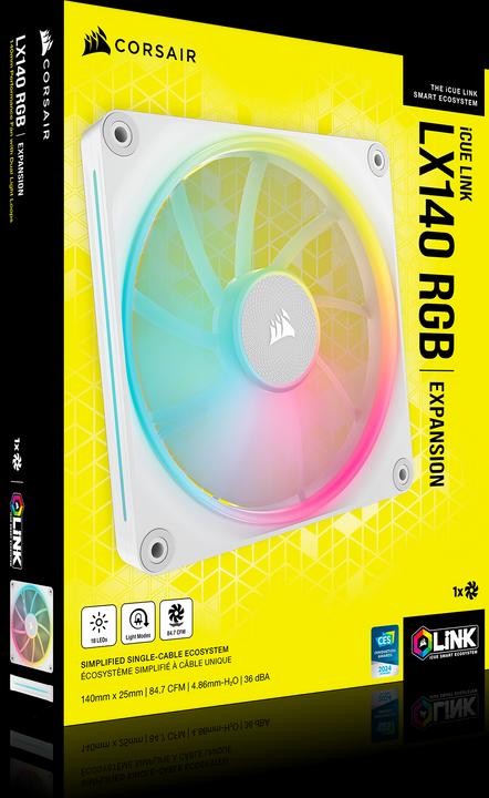 Actual product image Corsair LX RGB Series, iCUE LINK LX140 RGB White, 140mm RGB Fan, Single Fan (140 mm, 1 x)
