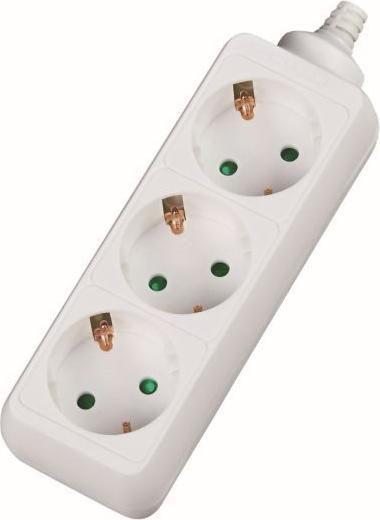 Actual product image Dexlan 3-way socket strip, connecting cable 4.0 m, white (3 x, CEE 7/3, 4 m)