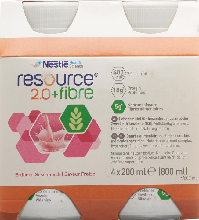 Image du produit Resource 2.0+Drink Fibre Fraise (Fraise, 4 x)