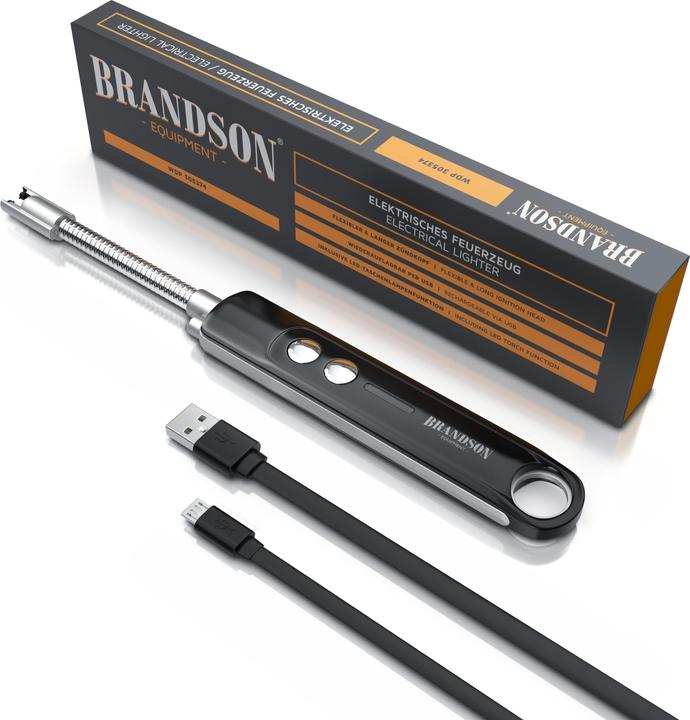 Produktbild Brandson 2x Stabfeuerzeug elektrisch, Kerzenanzünder, Lichtbogen Feuerzeug, USB aufladbar, für Kerze, Gasherd