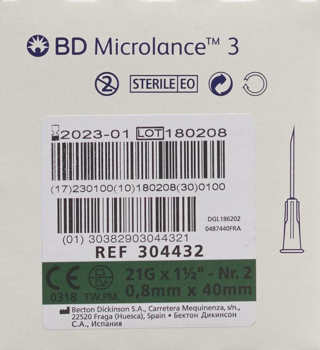 Immagine prodotto BD Microlance 3 Cannula per iniezione 0,80x40mm verde 100 pz.
