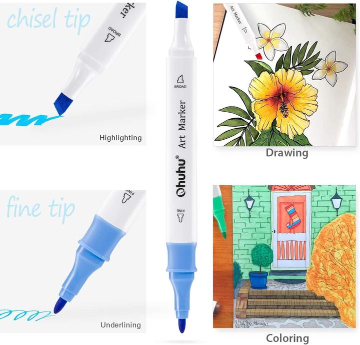 Productafbeelding Ohuhu Kunststift (Veelkleurig, 48 x)