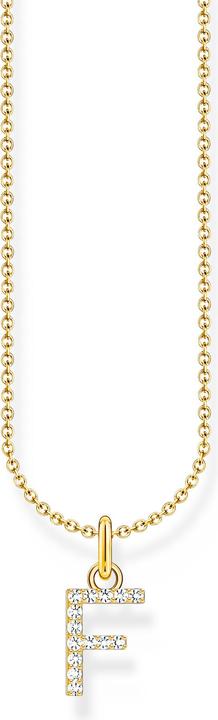 Thomas Sabo Kette mit Buchstaben-Anhänger F vergoldet (750 Gelbgold Vergoldung, 925 Sterlingsilber, 38 - 45 cm)