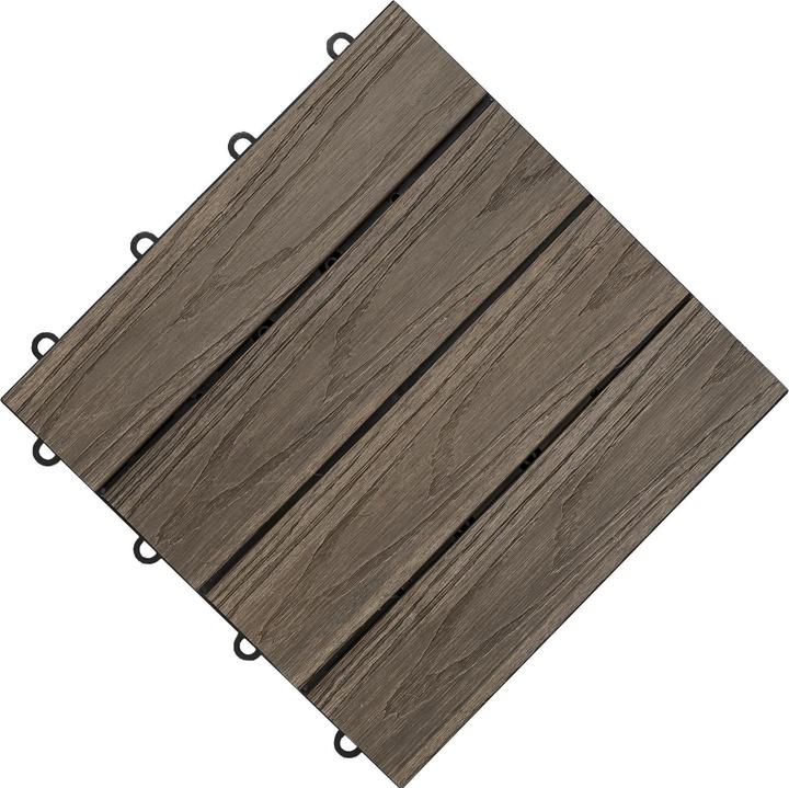 Produktbild Florco Balkon-& Terrassenplatten WPC 3D braun 30 x 30, 6 Stk. (6 x, 30 x 30 cm)