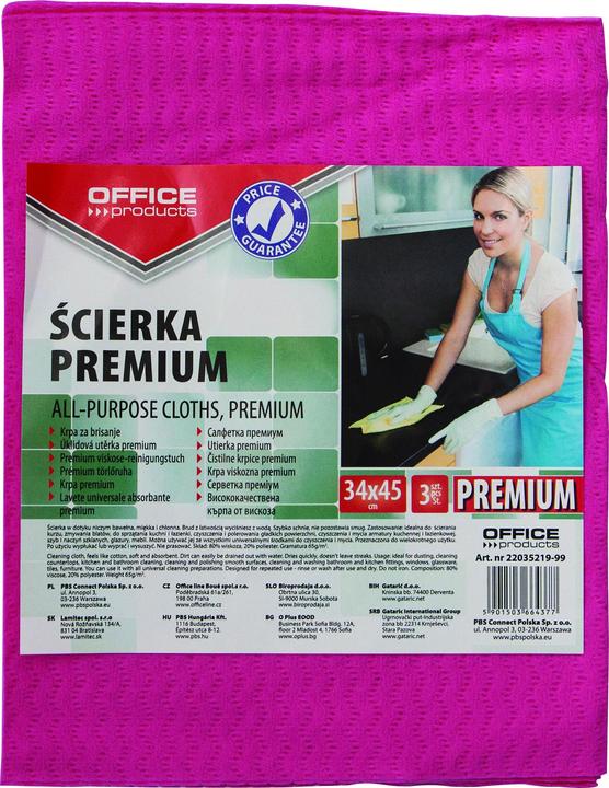 Produktbild Office Products Reinigungstuch, premium, viskose, 80%, 65g/mkg, 34x45cm, 3 stück, farbig sortiert