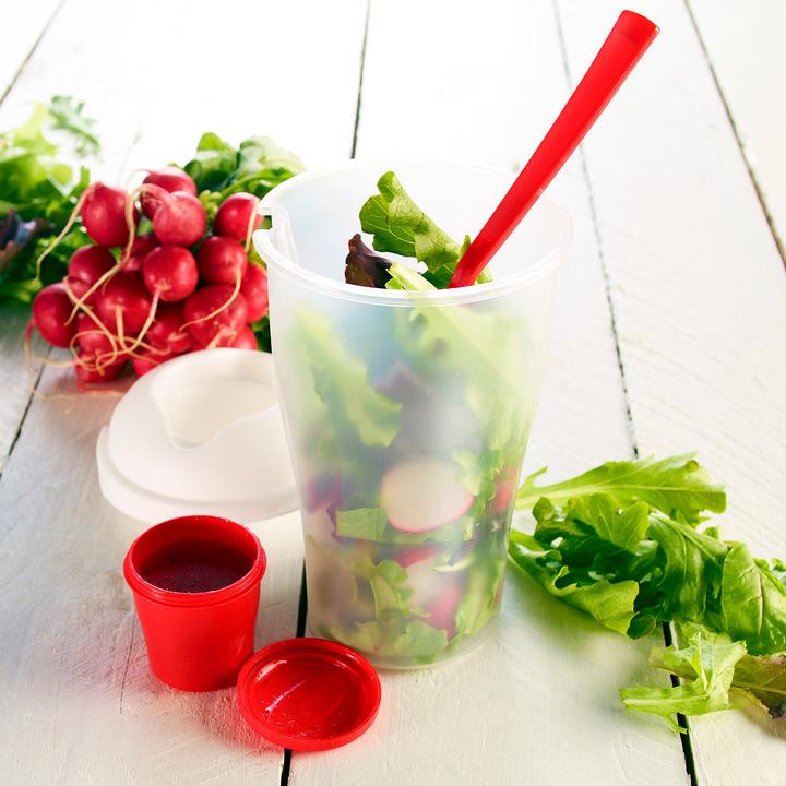 Produktbild Rosenstein & Söhne Salat-Becher mit Dressingbehälter & Gabel (0.70 l)