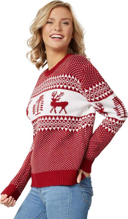 tectake Weihnachtspullover Winterwunderland rot-weiss für Frauen