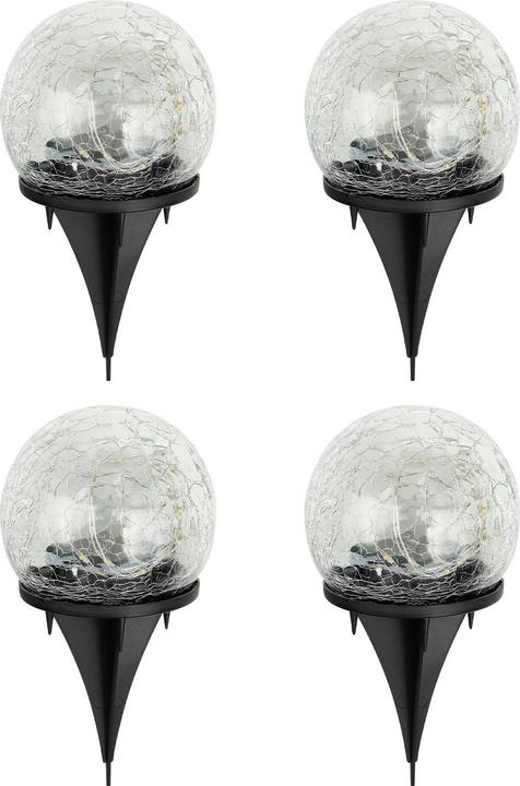Produktbild HI Solar-Kugelleuchten Crackle Glas mit Erdspiess, 4er-Set