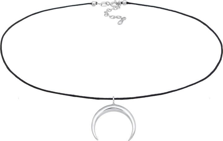 Elli Halskette Choker Nylon Halbmond Sichel 925 Silber (Keine Schmucksteine, Nylon, 925er Sterling Silber, 36 cm)