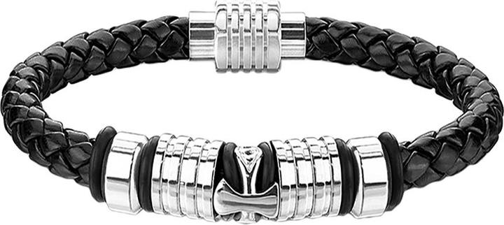 Star Piercing Kunstlederarmband schwarz mit Charm Kreuz (Kunstleder, Chirurgenstahl 316L, ohne Messing)