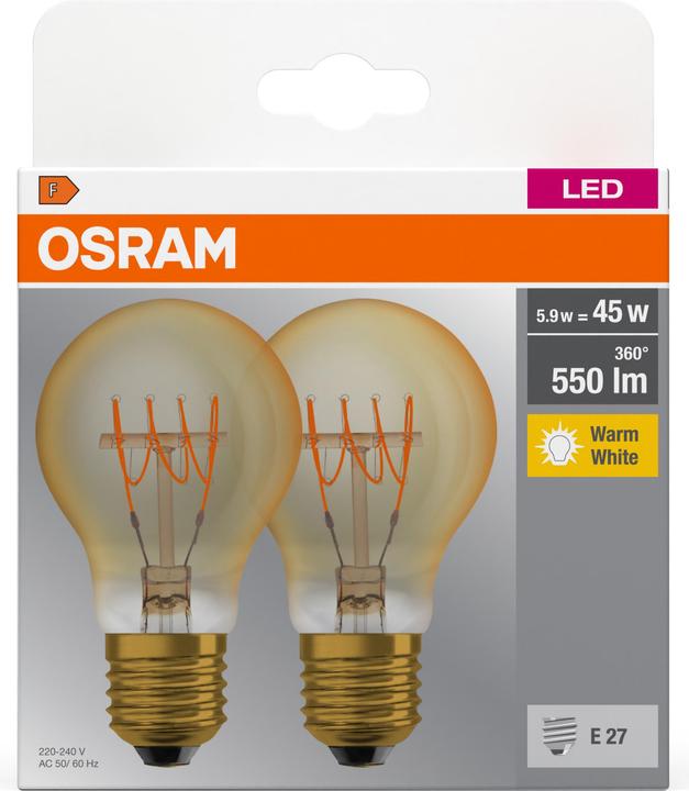 Produktbild Osram Led Base Classic A (E27, 5.90 W, 550 lm, 2 x, F)