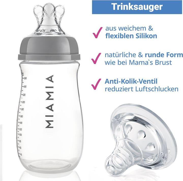 Actual product image MiaMia Baby bottles PP bottle 260 ml with silicone teat (260 ml)