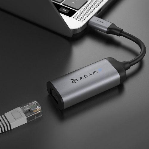Produktbild Adam Elements CASA e1 - USB-C Ethernet Adapter, grey (USB-C, RJ45 (1x))
