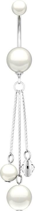 Immagine prodotto Star Piercing Banana d'argento con due sfere di perle bianche e ciondolo (Acrilico, senza ottone, Acciaio chirurgico 316L)