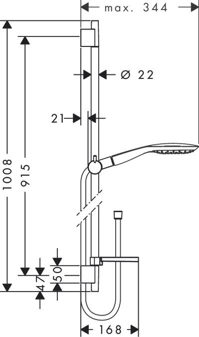 Produktbild hansgrohe HG Brauseset RAINDANCE SELECT E 150 3jet Bsta Unica'S Puro 900mm weiss/chrom