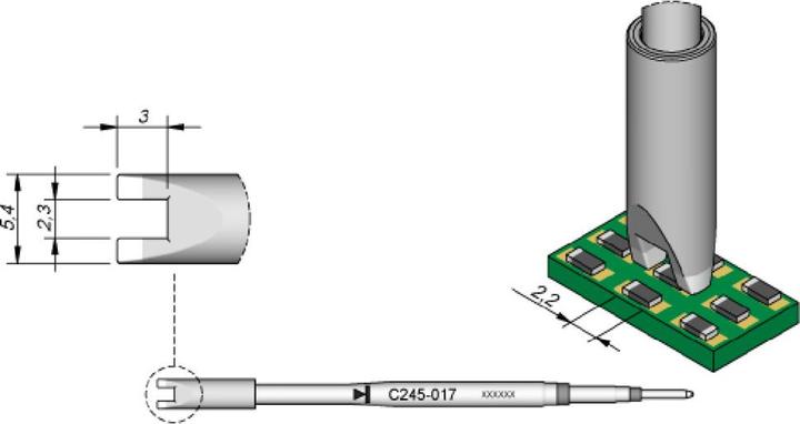 Immagine prodotto JBC Punta dissaldante SMD serie C245, C245017/2,3 mm, per componenti chip