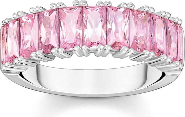 Thomas Sabo Ring mit Pinken Steinen Pavé Silber (52, 925 Silber)