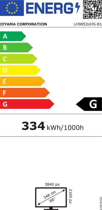 Energie-Label iiyama ProLite LH9852UHS-B1 (3840 x 2160 Pixel, 98")
