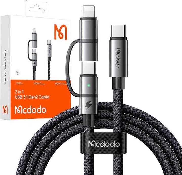 Image du produit Mcdodo 2in1 cable CA-0450 USB-C to USB-C + Lightning, 1.2 m (1.20 m, 100 W)