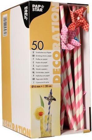 Actual product image Papstar Paper drinking straws "Windmill", 200 mm, coloured made of paper, length: 200 mm, diameter: 6 mm (50 x)