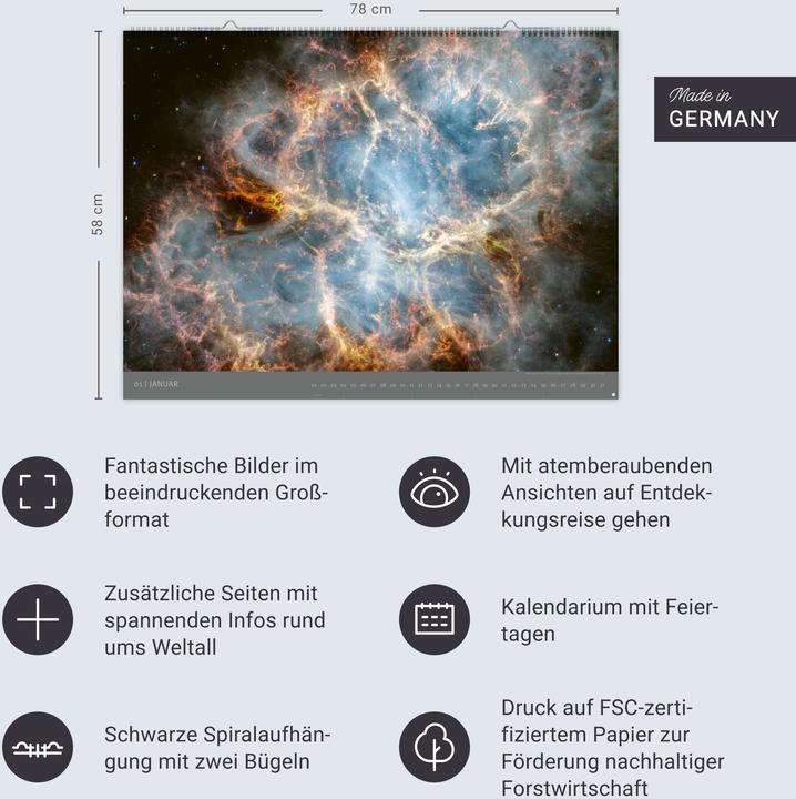 Produktbild Kosmos - Edition Alexander von Humboldt Kalender 2026 (78 x 58 cm, Deutsch)