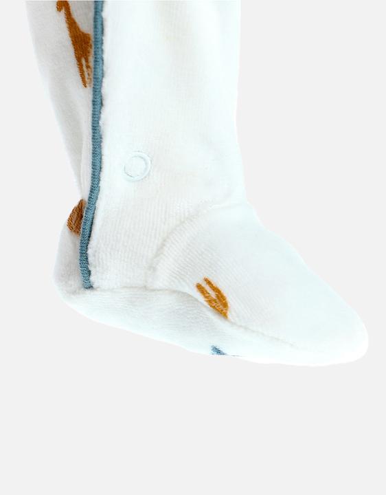 Produktbild Noukies Strampler Velours mit Tieren Weiss/Blau Gr. 62 (62)