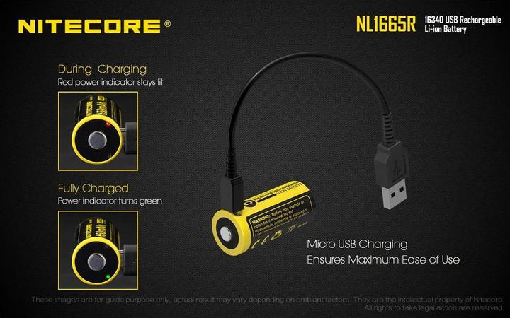Image du produit Nitecore Li-Ion Akku Typ 16340 - 650mAH - NL1665R