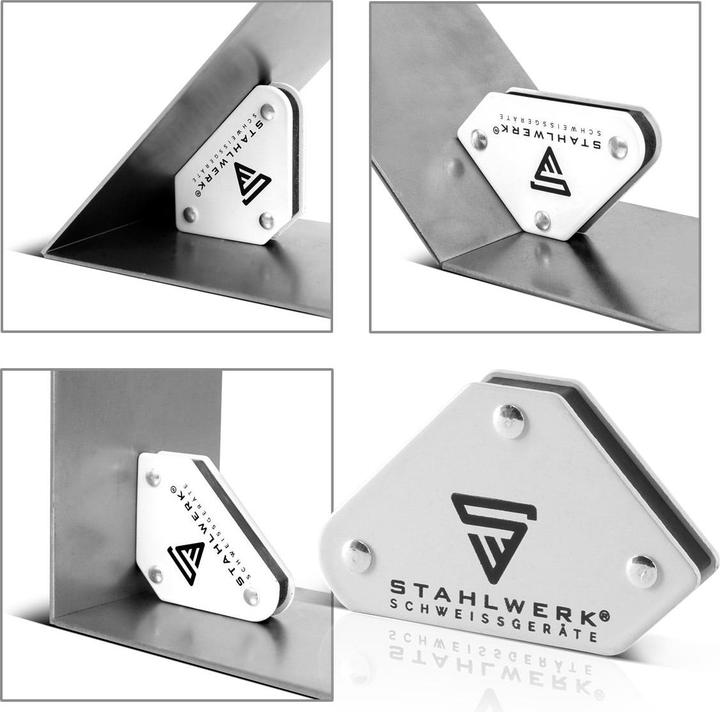 Produktbild Stahlwerk Magnetwerkzeug 2er Set 45° x 90° x 135° 4 kg / 9 lbs + Masseklemme
