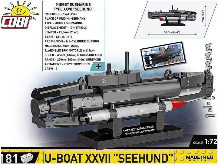 Actual product image Cobi Submarine XXVII 'Seal' / 181 pcs