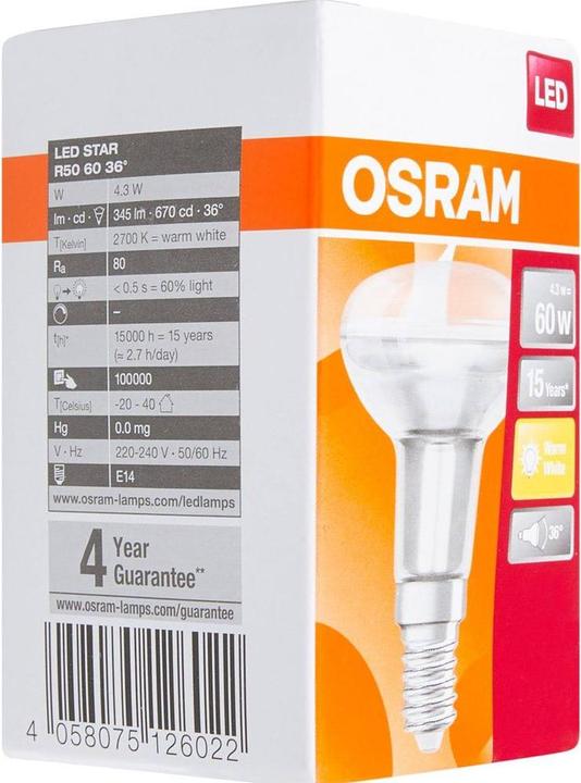 Actual product image Osram Superstar R50 (E14, 5.90 W, 345 lm, 1 x, G)