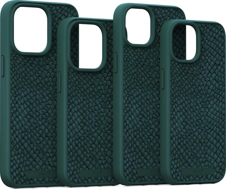Actual product image Njord Hard Cover Salm.Leather Magsafe Case Dark Green (Apple iPhone 15)