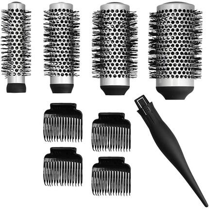 Actual product image Tools for Beauty T4B LUSSONI Professional Anti-Static Styling Brush Set with 4 Interchangeable Brush Heads, 4 Clips