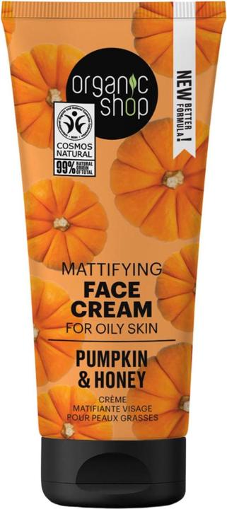 Organic Shop Mattierende Gesichtscreme für fettige Haut, Kürbis und Honig, 50 ml (50 ml, Tagescreme)