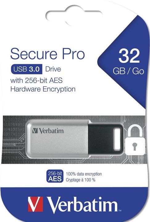 Image du produit Verbatim Usb 3.0 Drive 32gb Secure Data Pro (pc Mac) (32 Go, USB-A)