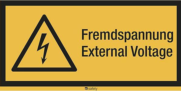 Actual product image Marahrens Multilingual combination signs for elect., 100x50, foil, external voltage, External V...