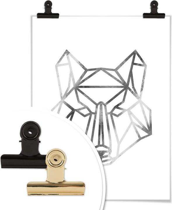 Image du produit Trenddeko Loup origami - aspect argenté (80 x 100 cm)