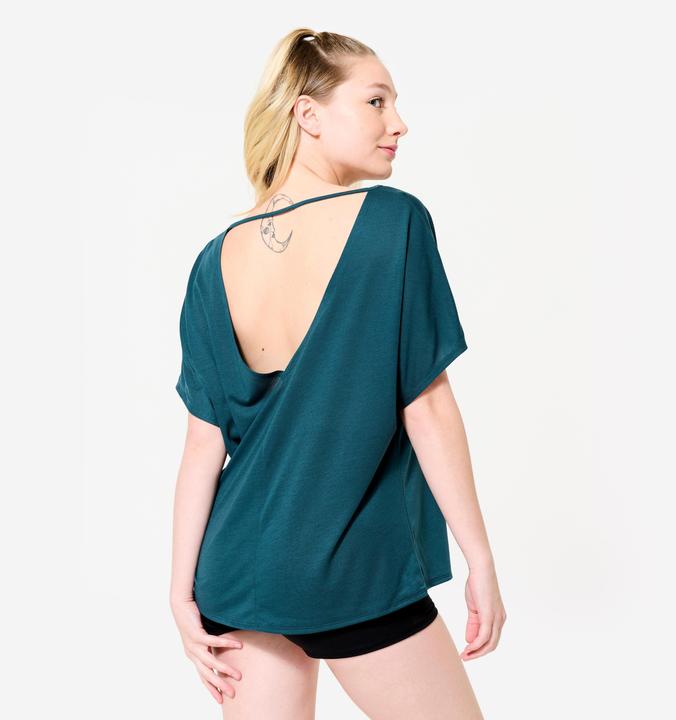 Actual product image Domyos Dance-Shirt Damen Modern Dance kurzarm fliessend - blau (L)