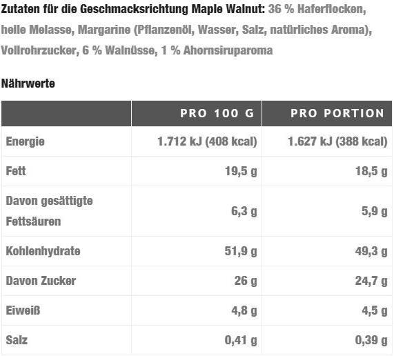 Nährwerte und Zutaten Oat King Hafer Energie Riegel (Schokolade, Caramel, 1 Stk., 95 g)