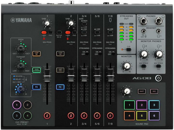 Immagine prodotto Yamaha AG08 Mixer nero per lo streaming live (Mixer da studio e live)