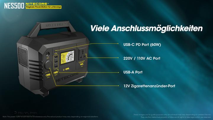 Actual product image Nitecore NES500 tragbares Stromaggregat fÃ¼r draussen (518 Wh)