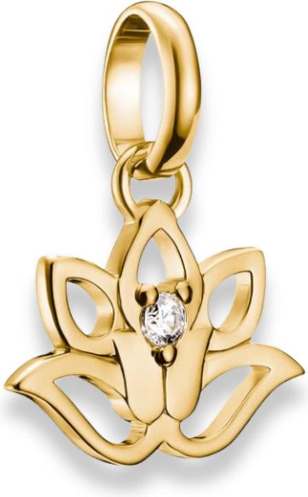 Thomas Sabo Charm-Anhänger Lotusblüte mit Stein Connect vergoldet (Sterling Silber 925)
