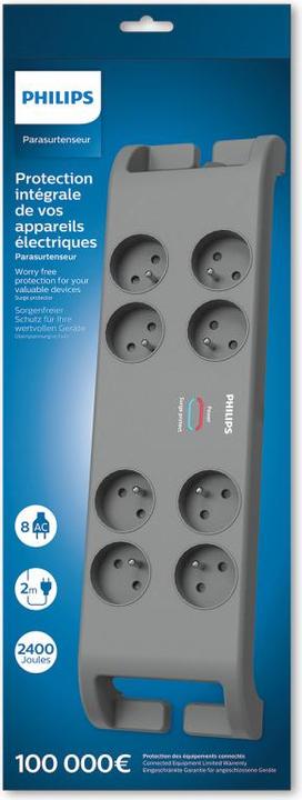 Produktbild MCL Philips Multiplug Sp 8-Socket 2m Grey (8 x, 2 m)