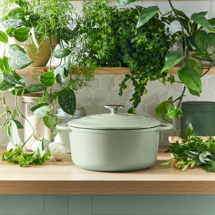 Productafbeelding Tefal LOV Gietijzeren Ovale Braadpan 34cm Lichtgroen (34 cm, Braadpan + kasserol, Steelpan, Gietijzer)