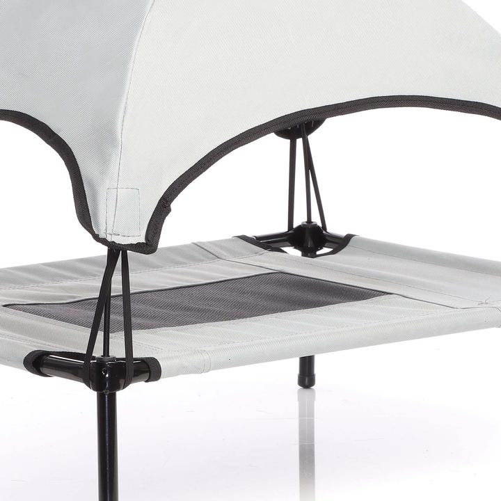 Produktbild Wiltec Hundebett mit Dach Grau 76x60x16cm bis 25kg Outdoor Hundeliege Sonnendach (Hund)