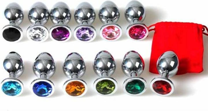 Actual product image Secret play Metal anal plug with diamond stopper (blue)