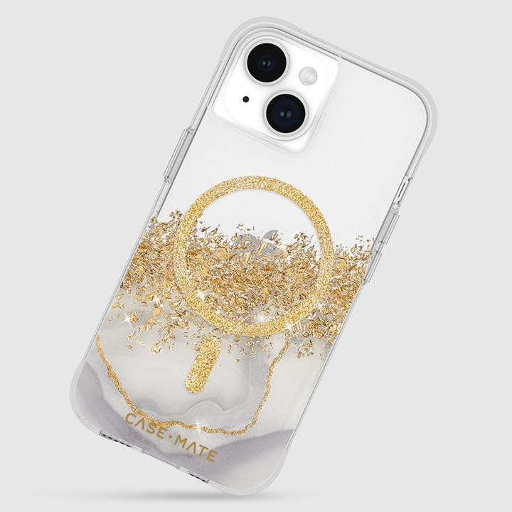 Actual product image Case-Mate Karat MagSafe - Case iPhone 15 zdobione złotem (Marble) (Apple iPhone 15)