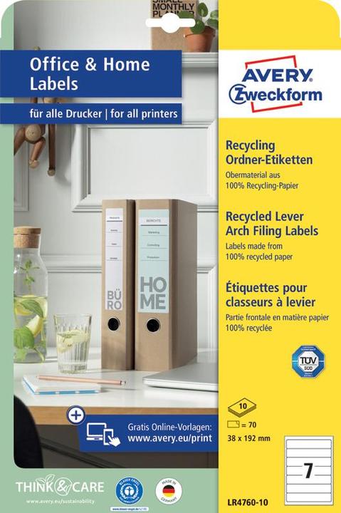 Actual product image Avery Recycling folder labels, home office, small pack